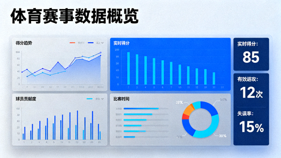 体育数据分析界面中的统计图表与数据看板